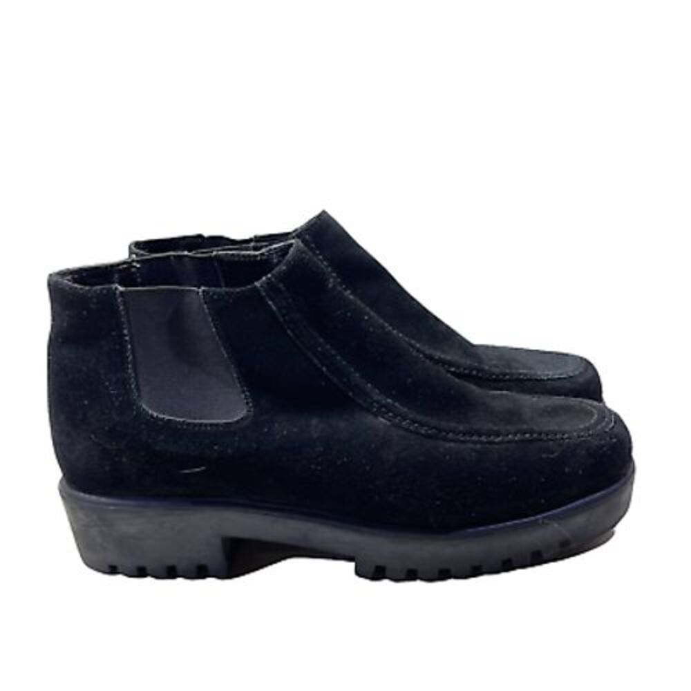 Banana Republic Womens Chelsea Boots Size 8 B Black Suede Chunky‎ Slip On